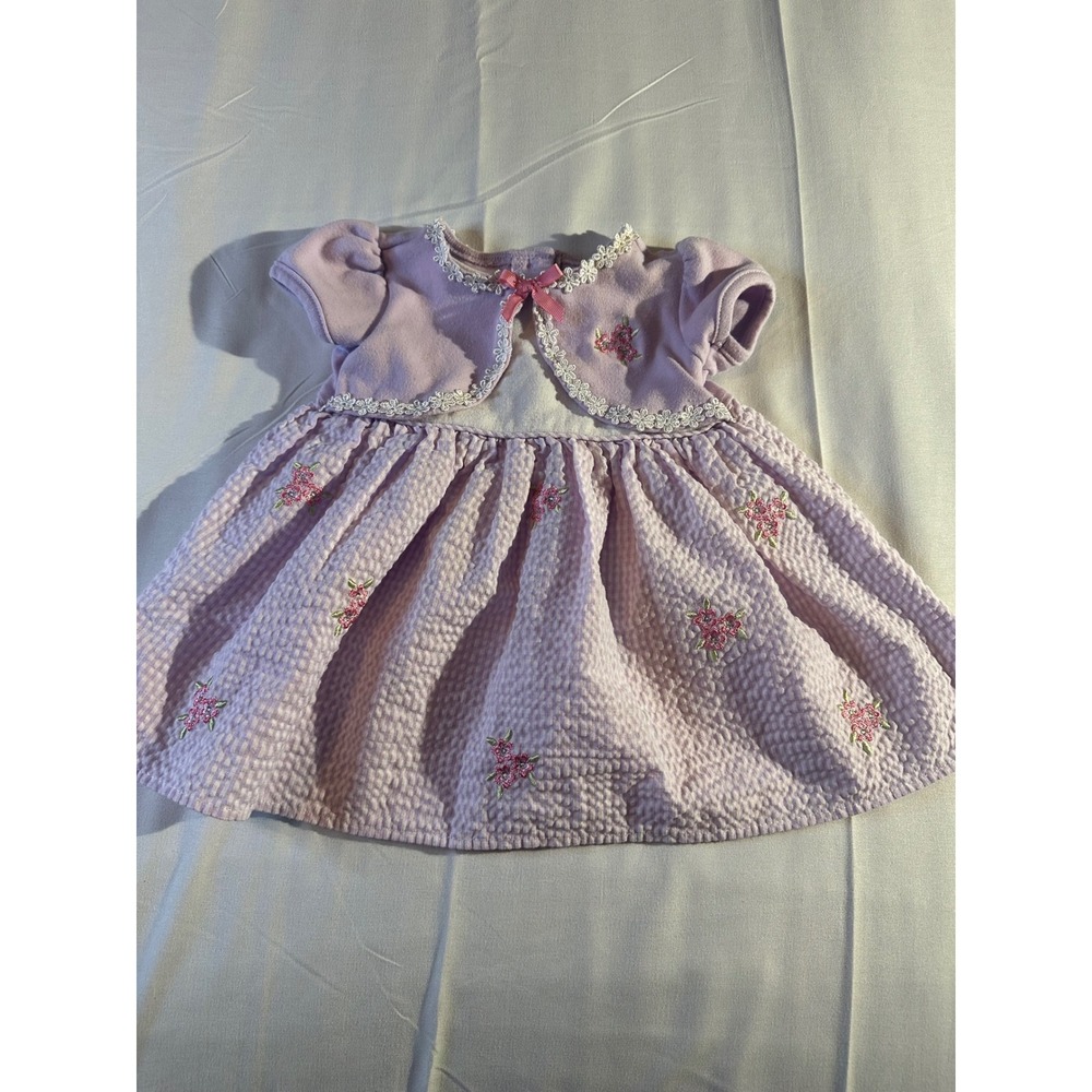 Youngland Baby Girls Lavender Floral Dress with Matching Bolero Set 3 6 Months
